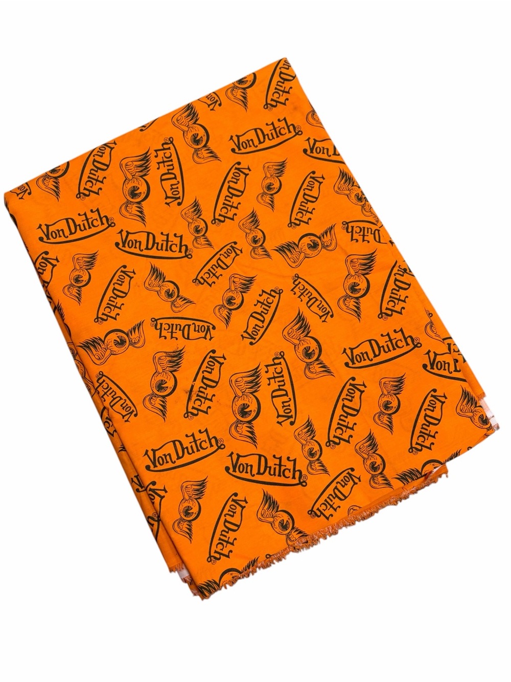 Von Dutch Orange Fabric with Black Logo Pattern